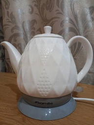 Чайник электрический керамический 1.5л 1200W Kamille Vizo крышка с силиконовым кольцом Белый фото от покупателей 11