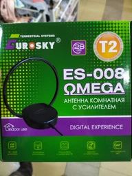 Антенна комнатная эфирная Eurosky ES-008 OMEGA для цифрового телевидения DVB-T/T2 с усилителем 28 дБ UHF/VHF диапазон 470-862 МГц кабель 2м фото от покупателей 8