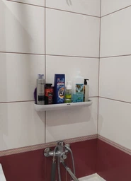 Полка MBM HOME BP-18 большая клеящаяся пластиковая бело-черная фото от покупателей 11