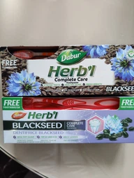 Зубна паста аюрведична Чорний кмин Dabur Herb'l, 150 г + щітка