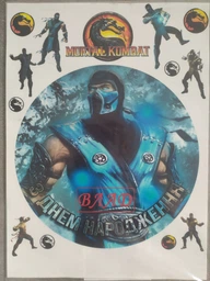 Сахарна їстівна картинка Mortal Kombat вис. 5 см Ø19 см для чоловіка, сина на торт і топпери (SNP - 00386)