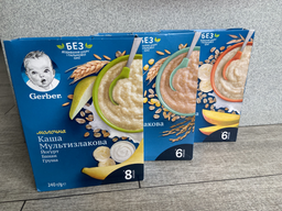 Дитяча каша Gerber Суха молочна швидкорозчинна Вівсяно-пшенична Банан-Манго для дітей з 6 місяців 240 г (7613039834053) фото від покупців 19