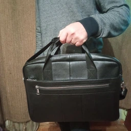 Деловая мужская сумка Vintage из натуральной кожи черного цвета для документов формата А4 (bg147fash94) фото от покупателей 12