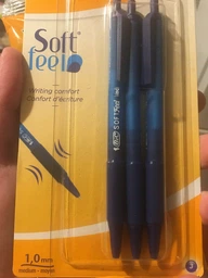 Набор шариковых ручек 3 шт автоматических BIC Soft Feel Clic Grip Синих, пишущий узел 1мм (70330133723)