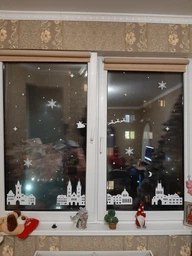 Новорічна наклейка Красиві будиночки (декор вікон вітрин стін старе місто Прага) глянець 970х245 мм