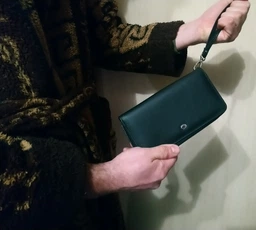 Чоловічий гаманець ST Leather з натуральної шкіри чорного кольору великий розмір з блискавкою для прав та паспорта (bg184fash51) фото від покупців 8