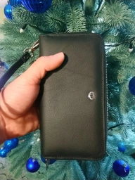 Чоловічий гаманець ST Leather з натуральної шкіри чорного кольору великий розмір з блискавкою для прав та паспорта (bg184fash51) фото від покупців 2