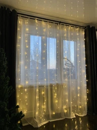 Светодиодная гирлянда штора занавес "Роса" 3*3метра 300LED USB WW теплый белый фото от покупателей 8