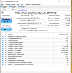 SSD диск Kingston A2000 250GB NVMe M.2 2280 PCIe 3.0 x4 3D NAND TLC (SA2000M8/250G) фото от покупателей 2