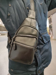Сумка слинг через плечо мужская из натуральной кожи Laras K101037 Black (ROZ6300004234) фото от покупателей 7