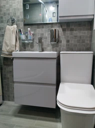 Тумба с умывальником CERSANIT Moduo Set B07 80x62x38см подвесная серая SZFZ1003826661