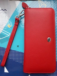 Жіночий клатч-гаманець ST Leather з натуральної шкіри зелений великий вертикальний на блискавці з ремінцем 9х18 5 см 56509