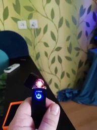 Электронная USB зажигалка на аккумуляторе сенсорный прикуриватель индикатором заряда Черная (as-1200) фото от покупателей 1
