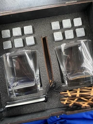 Камни для виски темна Original + 2шт бокал Sterling + Коробка деревянная + мешочек + щипцы + подставка фото від покупців 5