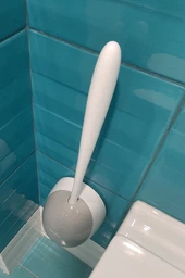 Йоржик для унітазу з силіконовою щіткою клейкий настінний MBM HOME BP-21 WHITE/GRAY білий/сірий фото від покупців 5