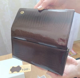 Женский горизонтальный лаковый кошелек ST Leather из натуральной кожи с кнопкой Синий (bg189fash01) фото от покупателей 3