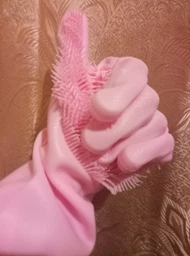 Силиконовые перчатки Magic Gloves для мытья посуды Розовые (8000) фото от покупателей 1
