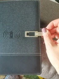 Смарт-блокнот с беспроводной зарядкой Powerbank с флешкой 16 Гб Темно-серый (0101)
