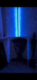 Угловой напольный светильник, угловая LED лампа, RGB торшер Lux design Black 150 см, чёрный с пультом управления фото от покупателей 5
