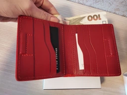 Портмоне женское GRANDE PELLE из натуральной кожи вертикальное с монетницей Красное 55699 фото от покупателей 4