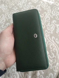 Жіночий клатч-гаманець ST Leather з натуральної шкіри зелений великий вертикальний на блискавці з ремінцем 9х18 5 см 56509 фото від покупців 3