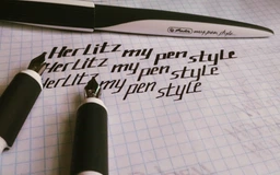 Ручка пір'яна для каліграфії Herlitz Nicewriter Dark Shale 3 змінних пера Чорно-білий корпус (11360286) фото від покупців 5