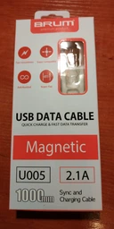 Кабель магнітний BRUM U005m USB - MicroUSB 2.1 А 1м Чорний фото від покупців 6