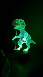3D ночник "Динозаврик" (УВЕЛИЧЕННОЕ ИЗОБРАЖЕНИЕ) подарочная упаковка + 16 цветов + пульт ДУ + сетевой адаптер&nbsp;+ батарейки (3ААА) &nbsp;3DTOYSLAMP