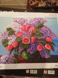 Алмазная мозаика Тюльпаны и сирень 40x30см DM-204 Полная зашивка. Набор алмазной вышивки