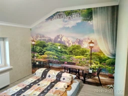 Флизелиновые 3Д фотообои в гостиную природа 254x184 см Горная терраса (11420V4)+клей