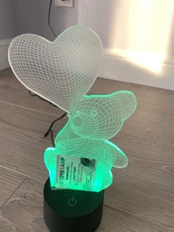 3D ночник подарочная ночная LED лампа светодиодный светильник Мишка с шариком с пультом ДУ 16 цветов адаптером на usb батарейках из акрила для дома спальни детской оригинальный романтический подарок девушке жене 3DTOYSLAMP фото от покупателей 2