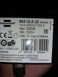 Удлинитель Brennenstuhl 2 розетки + 2 USB 1.8 м Black (1153500222)