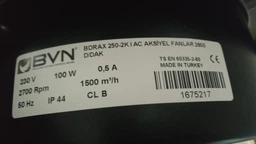 Осевой вентилятор Bahcivan BDRAX 250-2К