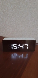 Часы настольные электронные зеркальные Losso Premium с LED подсветкой (белые), будильник фото от покупателей 14