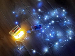 Світлодіодна гірлянда нитка LTL довжина 4.5м 50led на батарейках блакитна Blue фото від покупців 9