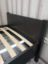Кровать двуспальная Фантазия Мебель Сервис 160х200 см с ламелями Венге темный фото от покупателей 6