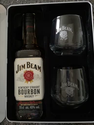Віскі Jim Beam White 4 роки витримки 0.7 л 40% + 2 келихи в залізній коробці (5060045588715) фото від покупців 1