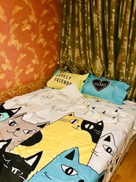 Постільна білизна Poplin Hobby Love Cats жовтий полуторний 8698499145115