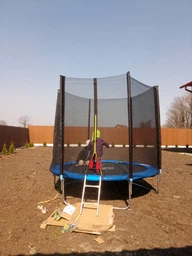 Батут 252 см Just Jump Детский с Защитной Сеткой и Лестницей для Детей до 120 кг Польша/США для Дачи фото от покупателей 19