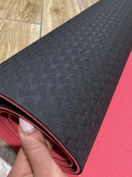Килимок для йоги TPE+TC EasyFit ECO-Friendly 6 мм темно-зелений - салатовим (мат-каремат спортивний, йогамат для фітнесу, пілатесу)