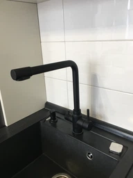 Змішувач кухонний AQUAMARIN ORION 350 NERO granite (Гранітний) із підключенням до фільтру. Чорний матовий