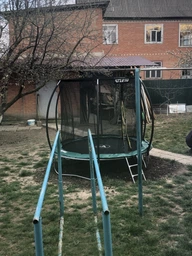 Батут дитячий 252 см з внутрішньою сіткою та драбинкою Atleto зелений фото от покупателей 10