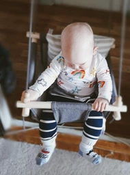 Тканинні підвісні гойдалки Infancy Смужка з графіт основою