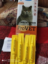 Капли на холку для кошек до 4 кг от блох, клещей и глистов ProVET «Мега Стоп» 4 шт/уп фото от покупателей 2