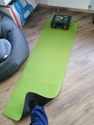 Килимок для йоги та фітнесу (йога мат ТПЕ) EasyFit TPE+TC 183х61см 6мм товщиною двошаровий чорний-зелений