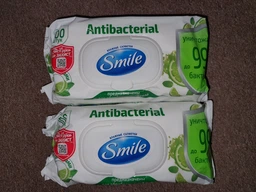 Упаковка влажных салфеток Smile Antibacterial Лайм-мята с витаминами 2 пачки с клапаном по 100 шт (4823071636741) фото от покупателей 2