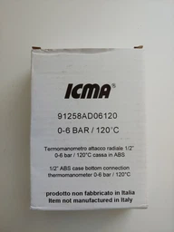 Термоманометр для котла радиальный Icma 91258AD06120, 0-6 бар, 0-120°C, 1/2", Ø80 мм