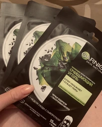 Черная Тканевая маска Garnier Skin Naturals Очищающий Уголь + Черные водоросли 28 г (3600542097253)