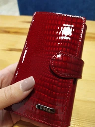 Гаманець жіночий шкіряний Kafa з блокуванням RFID-сигналів, червоний (AE031-2/1) фото від покупців 1