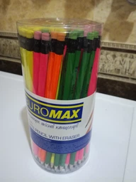 Набір олівців графітових Buromax Neon НВ з гумкою 4 шт. колір зелений, помаранчевий, рожевий, жовтий (BM.8520)